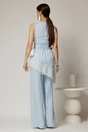 Compleu bleu din viscoza cu vesta cu aplicatii din dantelasi pantaloni, 2, dyfashion.ro