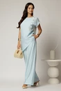 Compleu bleu din viscoza din bluza asimetrica si pantalon lejer, 1, dyfashion.ro