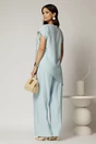 Compleu bleu din viscoza din bluza asimetrica si pantalon lejer, 2, dyfashion.ro