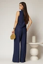 Compleu bleumarin din in cu vesta si pantaloni evazati, 4, dyfashion.ro