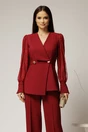 Compleu bordo sacou cu pantalon cu maneci din dantela, 3, dyfashion.ro
