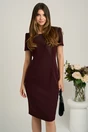 Compleu bordo cu rochie midi conica din stofa si sacou cambrat din brocard- Viada, 2, dyfashion.ro