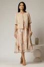Compleu dama bej din sacou si rochie cu imprimeuri, 3, dyfashion.ro