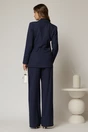 Compleu dama bleumarin cu dungi din sacou si pantalon cu detaliu floral, 2, dyfashion.ro