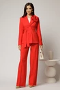 Compleu dama corai cu brosa florala detasabila format din sacou si pantalon, 1, dyfashion.ro