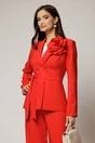 Compleu dama corai cu brosa florala detasabila format din sacou si pantalon, 4, dyfashion.ro
