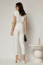 Compleu dama din viscoza alb cu pantalon si camasa cu funda in talie, 2, dyfashion.ro