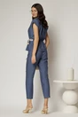 Compleu dama din viscoza bleumarin cu pantalon si camasa cu funda in talie, 2, dyfashion.ro