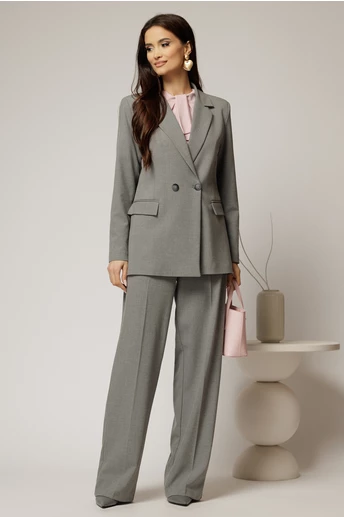 Compleu dama gri cu sacou si pantaloni