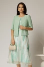 Compleu dama verde menta din sacou si rochie cu imprimeuri, 1, dyfashion.ro