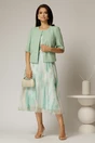 Compleu dama verde menta din sacou si rochie cu imprimeuri, 3, dyfashion.ro