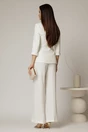 Compleu DY Fashion alb din sacou cu funda si nasturi perla si pantaloni, 2, dyfashion.ro