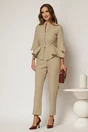Compleu DY Fashion bej cu sacou cu peplum si inchidere cu nasturi, 1, dyfashion.ro