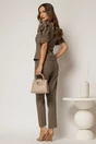 Compleu DY Fashion bej din sacou cambrat cu maneci bufante si pantalon, 2, dyfashion.ro