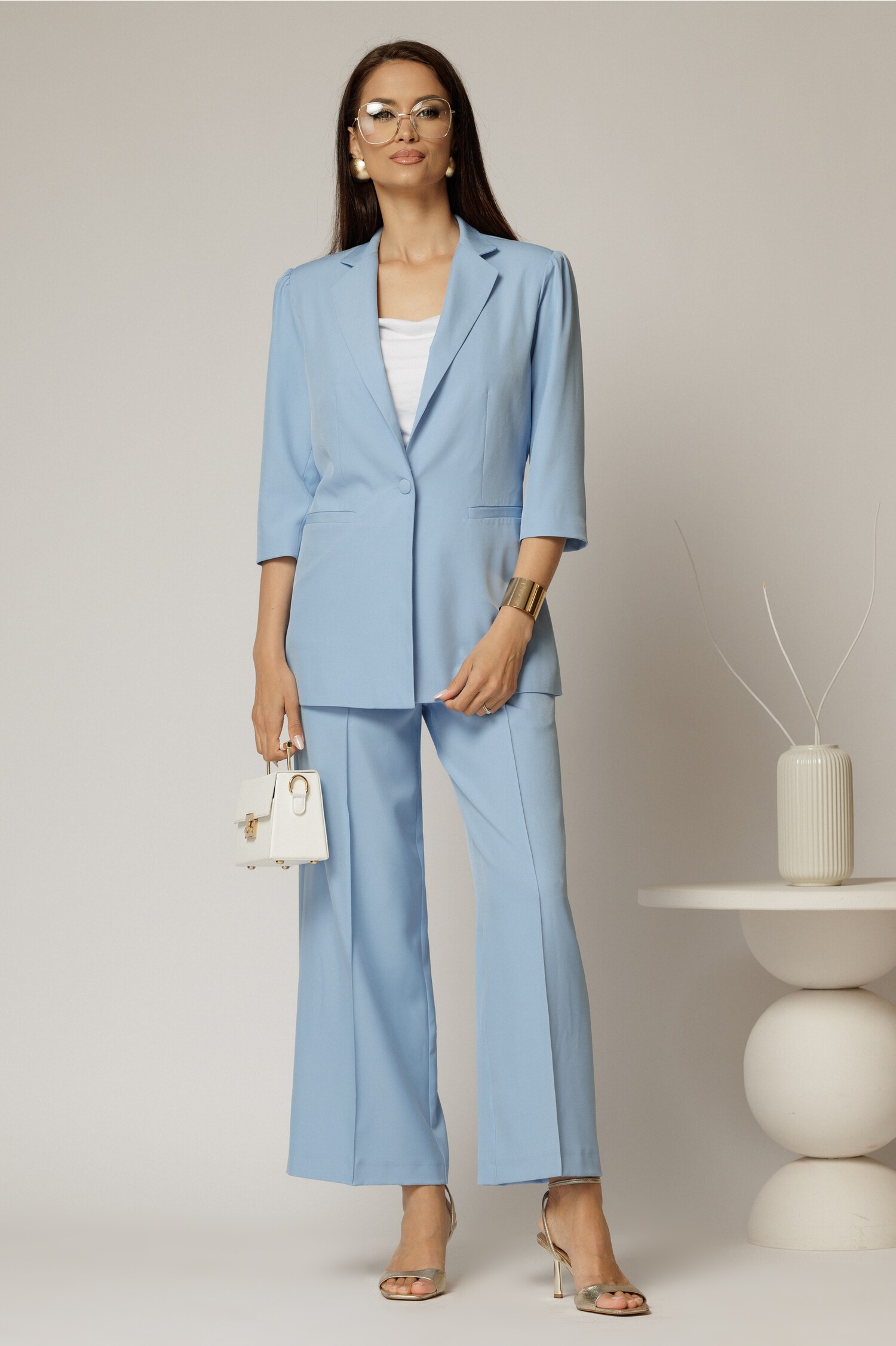 Compleu DY Fashion bleu din sacou si pantalon
