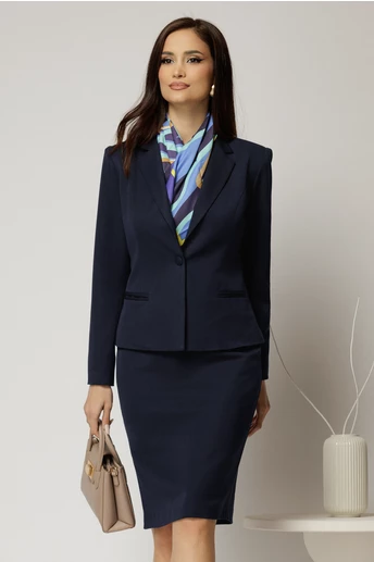 Compleu DY Fashion bleumarin clasic din sacou si fusta office