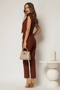 Compleu DY Fashion caramiziu cu pantaloni si vesta cu nasturi asimetrici, 2, dyfashion.ro
