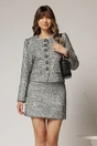 Compleu DY Fashion din tweed alb negru cu sacou si fusta scurta, 1, dyfashion.ro