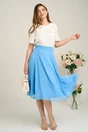 Compleu DY Fashion elegant bleu cu fusta din voal si sacou din stofa