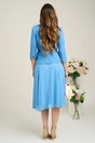 Compleu DY Fashion elegant bleu cu fusta din voal si sacou din stofa