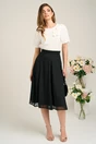 Compleu DY Fashion elegant negru cu fusta din voal si sacou din stofa