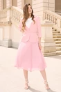 Compleu DY Fashion elegant roz cu fusta din voal si sacou din stofa