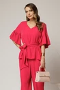 Compleu DY Fashion fucsia de zi din bluza si pantalon cu adaos de viscoza si croi lejer, 3, dyfashion.ro