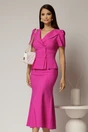 Compleu DY Fashion fucsia din sacou cu peplum si fusta in clini, 1, dyfashion.ro