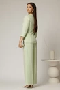 Compleu DY Fashion verde fistic din sacou cu funda si nasturi perla si pantaloni, 2, dyfashion.ro