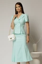 Compleu DY Fashion verde menta din sacou cu peplum si fusta in clini, 1, dyfashion.ro