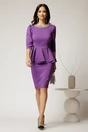 Compleu elegant din stofa mov cu peplum si strasuri la decolteu, 3, dyfashion.ro