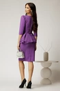 Compleu elegant din stofa mov cu peplum si strasuri la decolteu, 2, dyfashion.ro