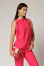 Compleu fucsia din vascoza cu bluza fara maneci si pantalon lejer, 3, dyfashion.ro