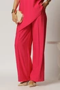 Compleu fucsia din viscoza din bluza asimetrica si pantalon lejer, 4, dyfashion.ro