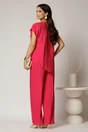 Compleu fucsia din viscoza din bluza asimetrica si pantalon lejer, 2, dyfashion.ro