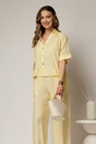 Compleu galben de vara din camasa si pantaloni din viscoza creponata, 3, dyfashion.ro