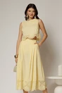 Compleu galben din poplin format din fusta clos si top scurt, 1, dyfashion.ro
