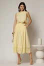 Compleu galben din poplin format din fusta clos si top scurt, 3, dyfashion.ro