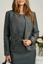 Compleu gri cu rochie midi conica din stofa si sacou cambrat din brocard- Viada, 4, dyfashion.ro