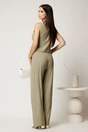 Compleu kaki din viscoza si adaos de in cu vesta cambrata si pantaloni lejeri, 2, dyfashion.ro