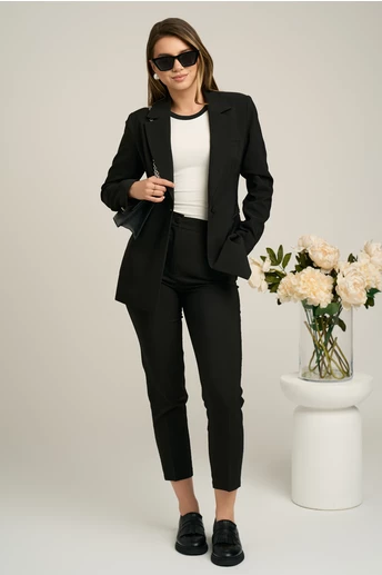 Compleu LaDonna office din stofa negru cu sacou si pantaloni