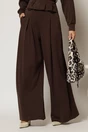 Compleu maro cu jacheta si pantaloni evazati cu pliuri, 4, dyfashion.ro