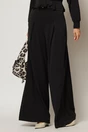 Compleu negru cu jacheta si pantaloni evazati cu pliuri, 4, dyfashion.ro
