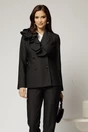 Compleu negru cu pantalon si sacou cu volanase la rever, 4, dyfashion.ro