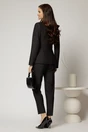 Compleu negru cu pantalon si sacou cu volanase la rever, 2, dyfashion.ro