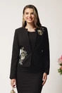 Compleu negru cu rochie midi conica si sacou cu broderie- LaDonna, 1, dyfashion.ro