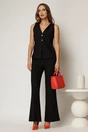Compleu negru cu vesta cambrata si pantaloni usor evazati, 1, dyfashion.ro