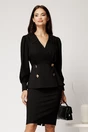 Compleu negru din stofa cu sacou si fusta, 1, dyfashion.ro