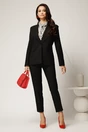 Compleu negru din stofa cu sacou si pantaloni, 1, dyfashion.ro