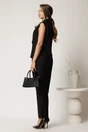 Compleu negru elegant din stofa cu vesta cambrata si pantaloni, 2, dyfashion.ro